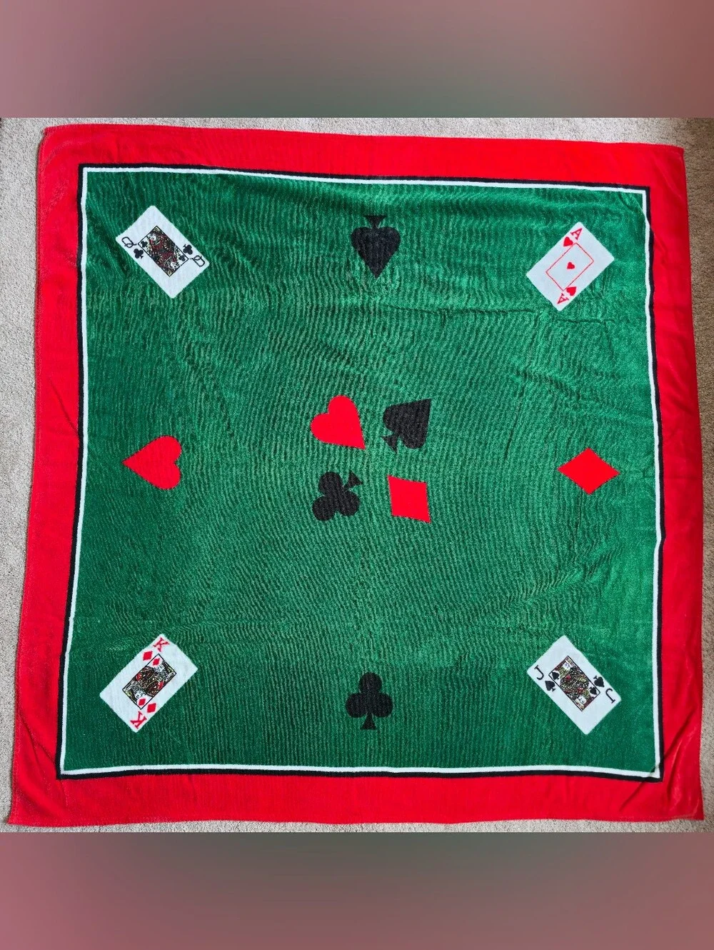 Poker Table Cover Towel Soft Velour Washable 4.5 Ft, 55